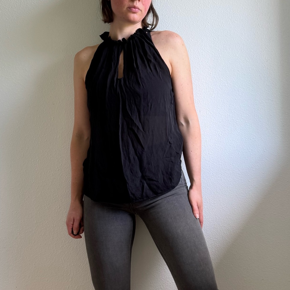 Ramy Brook 100% Pure Silk Black High Neck Blouse size small - Picture 5 of 12